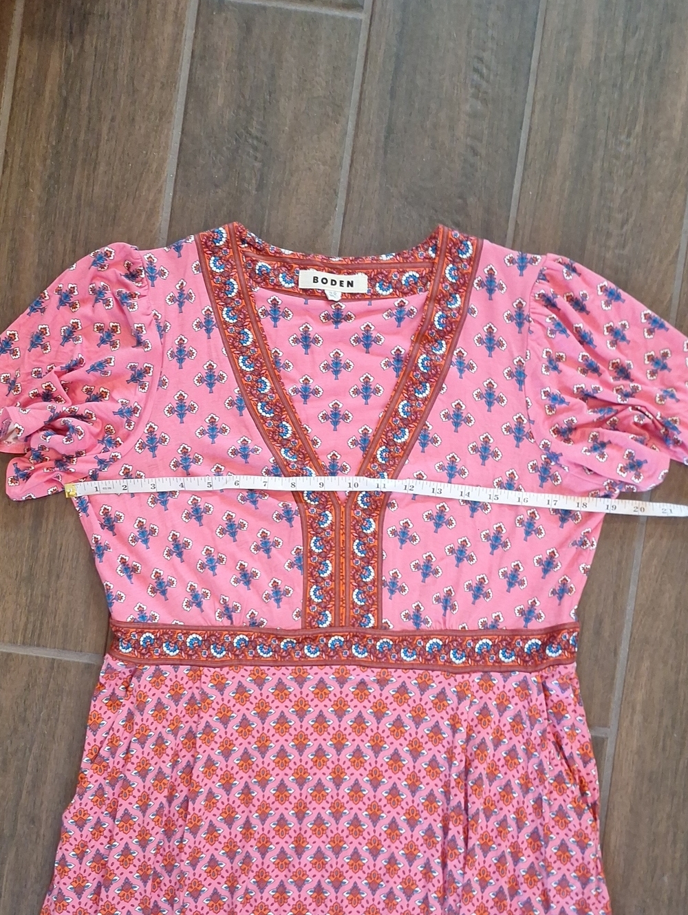 Boden Ellie Flutter Maxi Tea Dress Multi Print Coastal Boho V-neck Size 12P - Picture 10 of 13